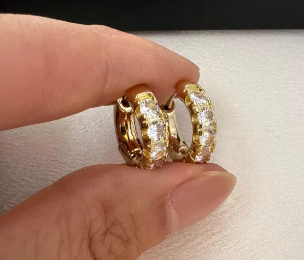 17mm CZ Cubic Zirconia Gold Hoop Earrings for Women - Image 5