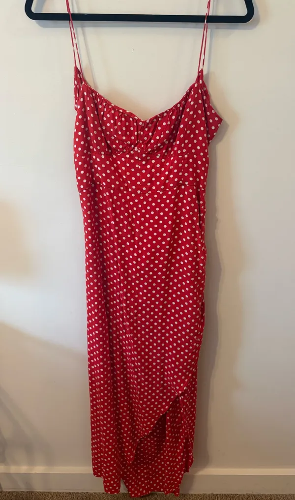 Zara Red Polka Dot Maxi Dress - Image 2