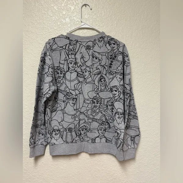 DISNEY Gray Disney Prince Characters Sweatshirt Size Medium - Image 2