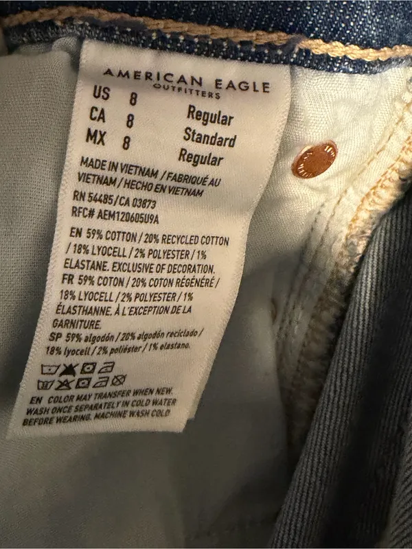 American Eagle Outfitters super high rise baggy wide leg blue jeans - Image 3