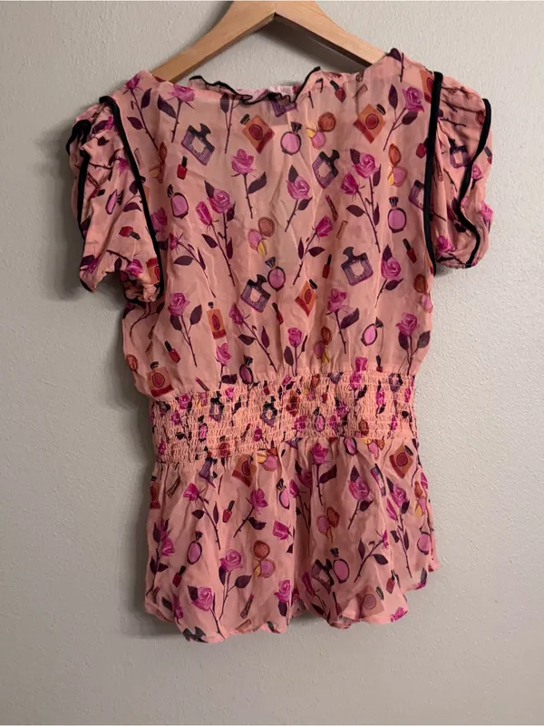 ANTHRO | MAEVE x Anisa Makhoul Ruffle V-Neck Blouse - Image 6
