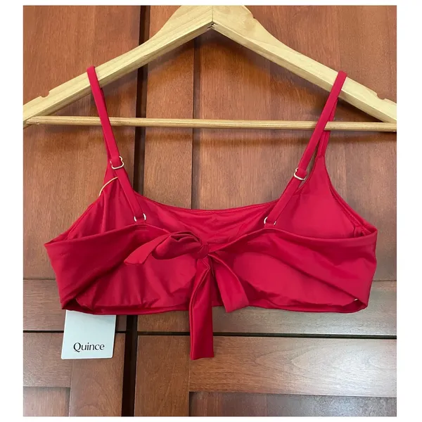 Quince Italian Scoop Neck Bikini Swim Top Cherry Red Size Small NEW - Image 4