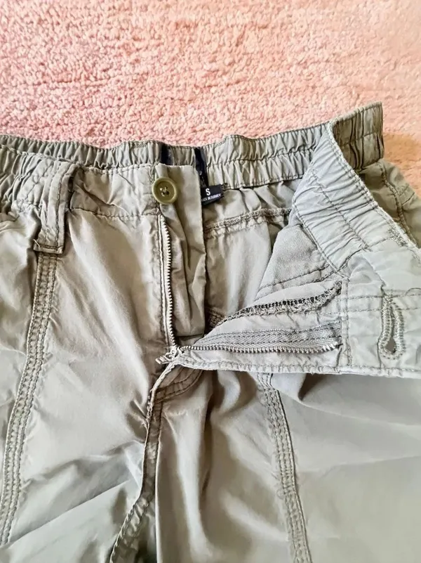 Y2K Cargo Olive Green High Rise Wide Leg Cotton Utility Pants S - Image 7