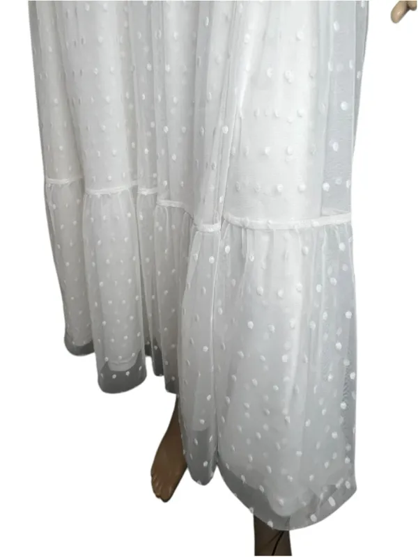 Lulus White Swiss Dot Sheer Long Sleeve Cottagecore Prairie Midi Dress - Image 5