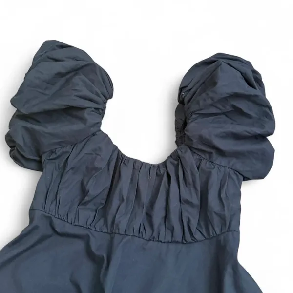 Abercrombie & Fitch black ruched puff sleeve mini dress - Image 2