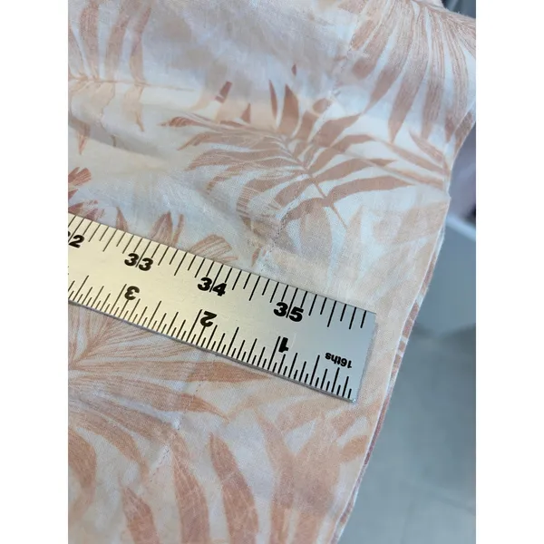 Faherty Linen Blend‎ Palm Print Pintuck Henley Shift Dress Peach Cream XXL - Image 11