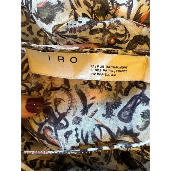 IRO Dress Women Small‎ Ivory Black Chiffon Floral Print Long Sleeve Mini - Image 12
