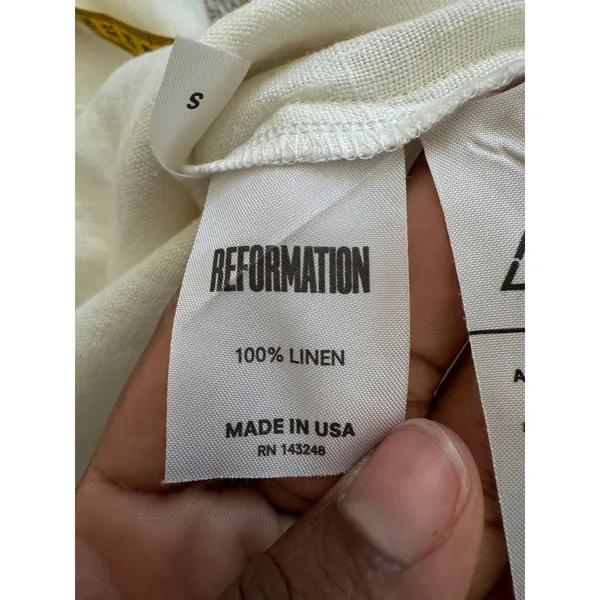 Reformation White 100% Linen Pineapple Embroidered Tunic Top Small Beach Coverup - Image 7