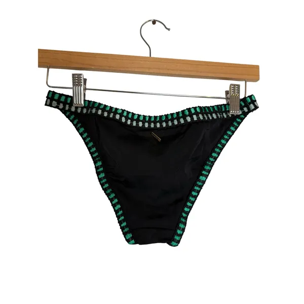 Victoria’s Secret Black Teal Crochet 2 Piece Triangle Bikini Swimsuit Set S/M - Image 6