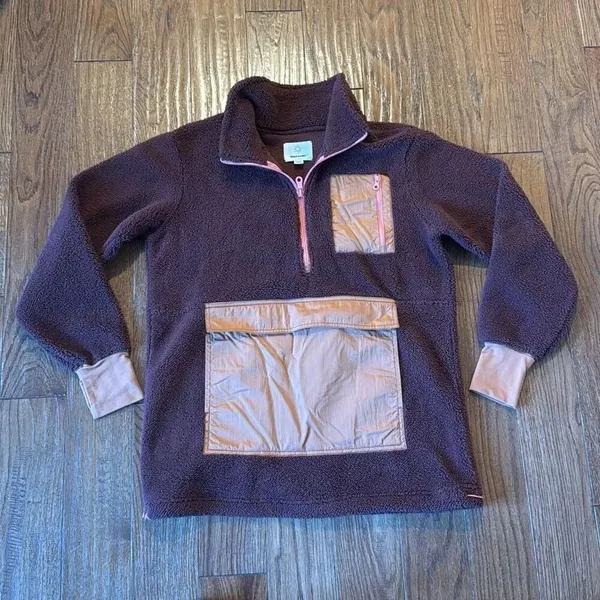 Offline by Aerie NWOT burgundy fleece quarter zip - Image 3