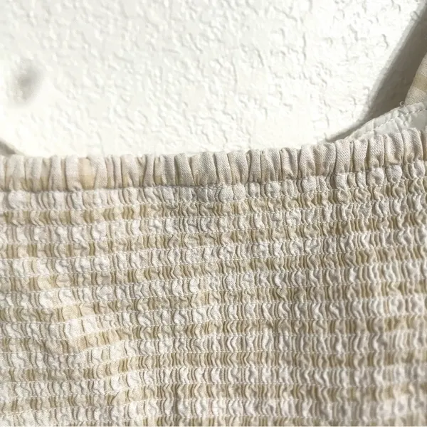 Old Navy Womens Shirt Blouse Cream White Gingham Plaid Puff Sleeve Plus Size 2X - Image 7