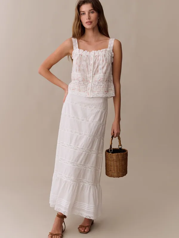 NWT sorella Madeleine Cotton Skirt size 10 white cotton few moda maxi - Image 4