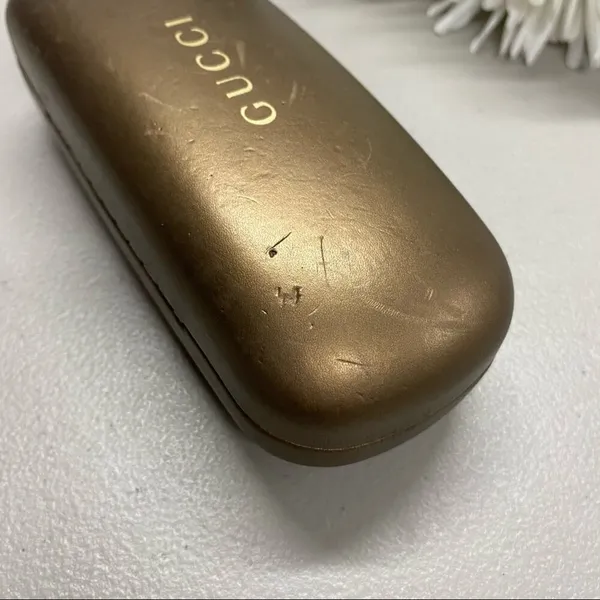 Gucci Vintage Sunglasses Hard Clam Shell Case Bronze Copper 6.5" Glasses - Image 6