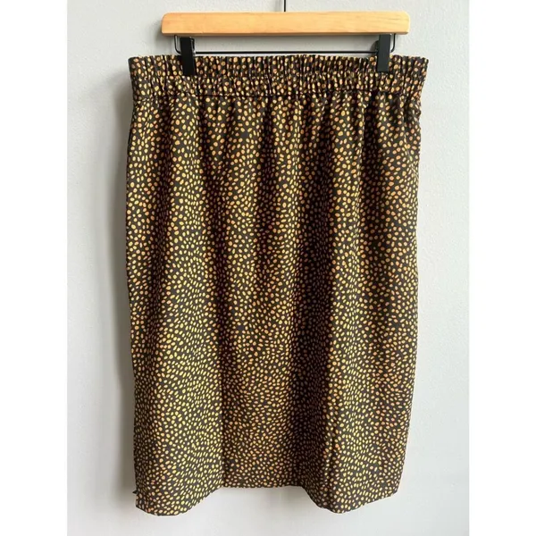 J. Crew Brown & Black Polka Dot Printed Midi Skirt Size Large - Image 7
