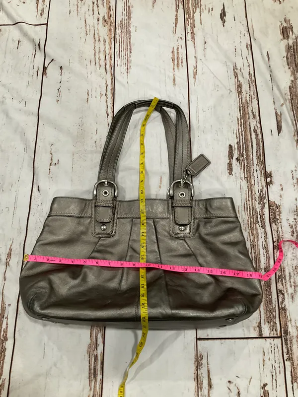 Coach PLEATED METALLIC GREY LARGE SHOULDER BAG - Image 3