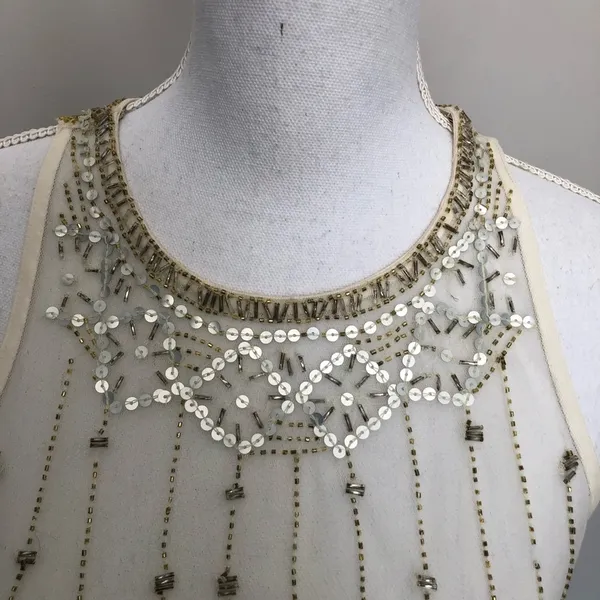 PJK Patterson J Kincaid Top Cami Sleeveless High Neckline Sequin Beaded Boho - Image 11