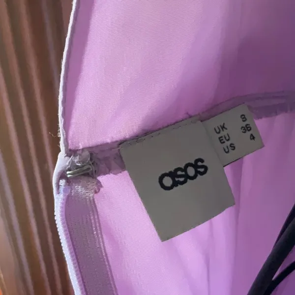 ASOS Pleated Pastel Purple V-Neck Tie-Back Fairycore Spring/ Summer Dress Sz. 4 - Image 4