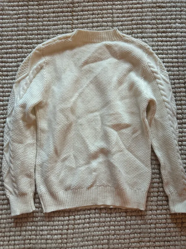 Cream Fisherman’s Cable Knit Oversized Sweater - Image 3