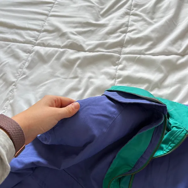 Vintage 80s London Fog Purple Teal Bomber Jacket Windbreaker Size 4 Streetwear - Image 9