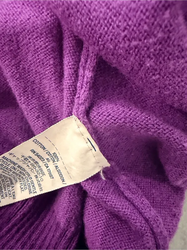 Old Navy Size S Purple Magenta V-Neck Button Front Knit Cardigan 100% Cotton - Image 8