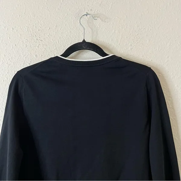 Banana Republic Crew Neck Black Cardigan Size Medium Stretch Cotton - Image 6