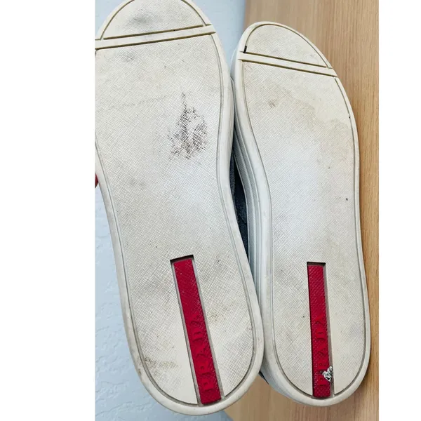 Prada Gray Suede Slip On Sneakers Womens 7 Leather Lined - Image 14
