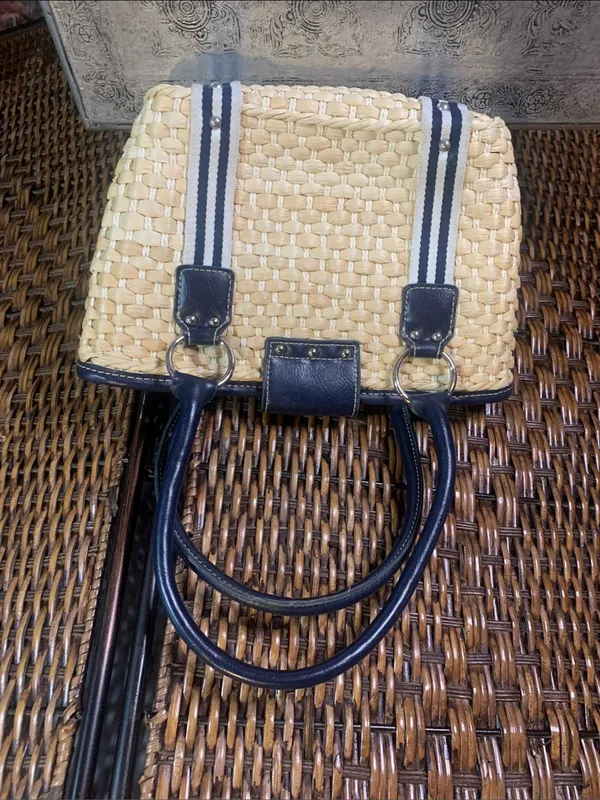 Woven Navy & Tan Basket Purse Chaps - Image 2