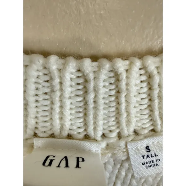 GAP Women’s Chunky Cable Pointelle Popcorn Knit Crewneck Sweater Size S Tall - Image 9