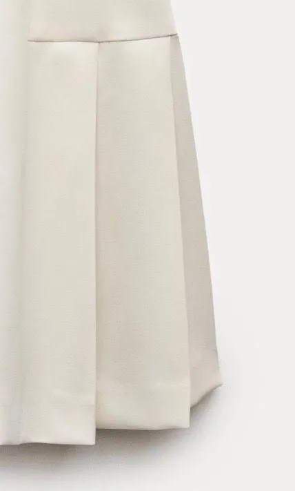 Zara mini dress pleated skirt collar button up ivory casual classic old money - Image 5