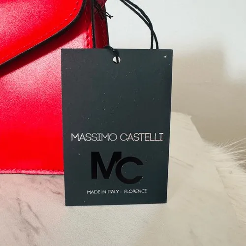MASSIMO CASTELLO Tamonato Italian Leather Crossbody Bag Designer Luxury, Red NWT - Image 9