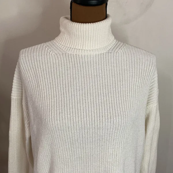 J Crew Ribbed cotton cashmere blend relaxed turtleneck sweater in ivory size XS - Image 6