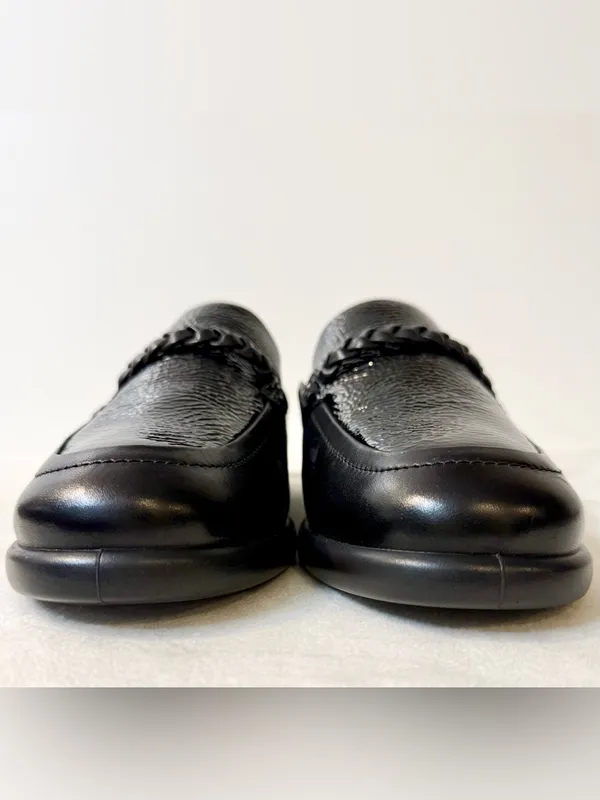 ECCO Sculpted Luxury Braided Mule Black/Black Patent Size 39 - Image 5