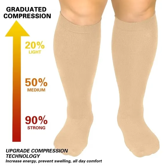 OLENNZ Compression Socks 2XL Wide Calf 20-30mmHg Knee High Plus Size Unisex - Image 3