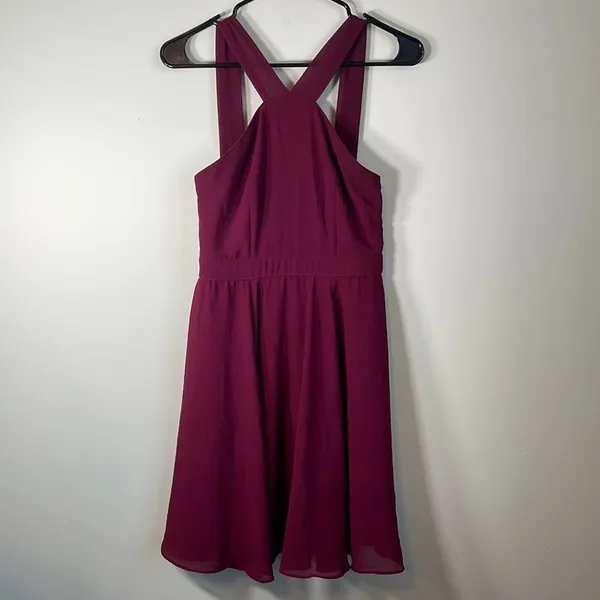 Lulu’s Forevermore‎ Burgundy Skater Strappy Mini Dress Size S - Image 2