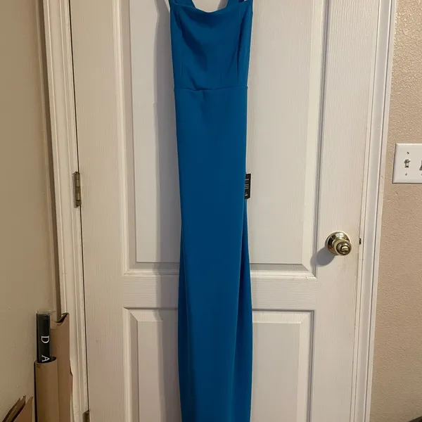NWT Lulu's Glamorous Dedication Blue Sleeveless Column Maxi Dress S Formal - Image 2