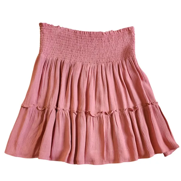 Hippie Rose Womens Cottagecore Mauve Smocked Tiered Mini Skirt, Medium‎ - Image 5