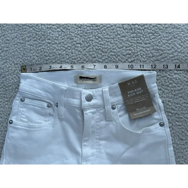 Madewell Mid Rise Kick Out Ankle Length Jeans Pure White Womens Size 23 - Image 12