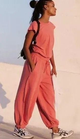 Free People movement Throw and Go Jumpsuit Dusty Pink /rasberry Size L - Image 2