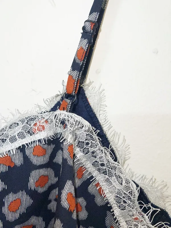 Listicle cheetah print navy orange white gray chic lace trim tank top new - Image 11