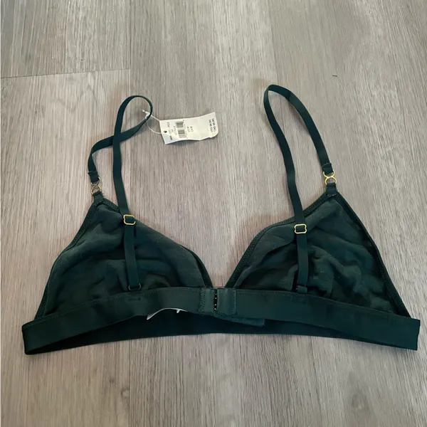 NWT AERIE VELVET STRIPE TRIANGLE BRALETTE Deep Forest Green size Medium - Image 5