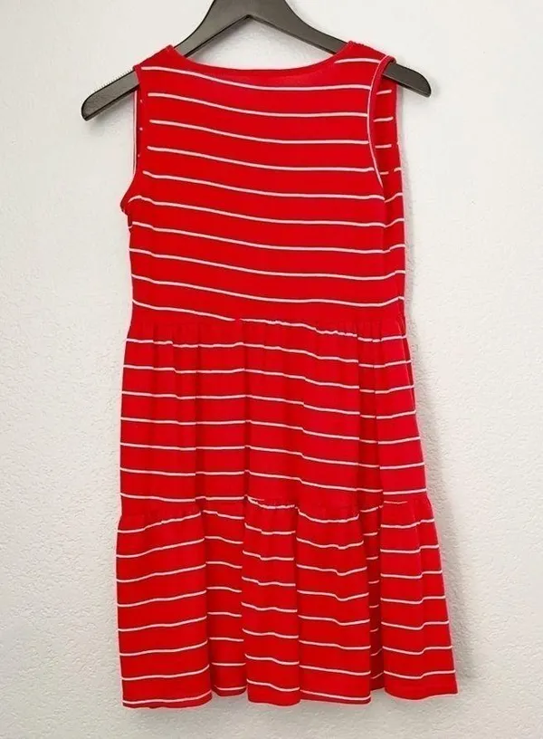 SEE YOU MONDAY Striped Tiered Knit Red White Dress Medium - Image 5