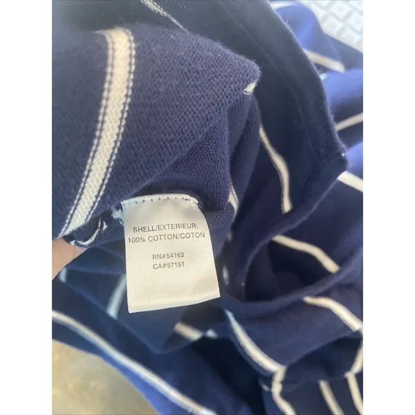 Andrew Marc Striped Sweater Dress Womens Size L Navy Blue Nautical Cotton Wrap - Image 7