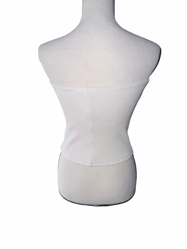 Honey Punch Ribbed Tube Top White Size Medium Strapless Summer Layering Piece - Image 3