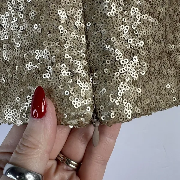 Dress The Population Size Small Cara Two Piece Gown Gold‎ Sequin Holiday Party - Image 10