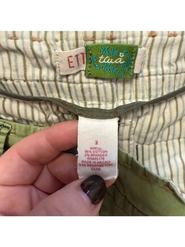 Y2K Vintage Anthropologie Ett:Twa Capri Low Rise Chino Sage Green Sz 2 - Image 5