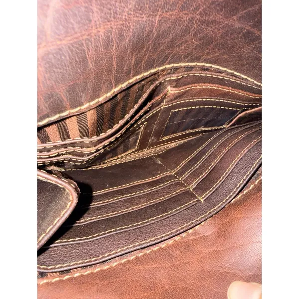 Jack Georges Voyager Crossbody Bag Brown Genuine Leather Floral Carving‎ Boho U - Image 13