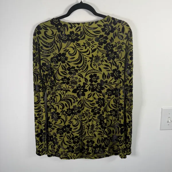 Sundance Green Black Floral Burnout Velvet Blouse Boho Whimsigoth Womens Medium - Image 6