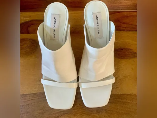 ANTONIO MELANI Leather BYNX Sweet Cream Open Toe Heels - Image 3