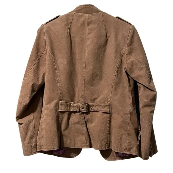 Twiggy London Tan Genuine Leather Button Down Coat Size XS Military Modern City‎ - Image 2
