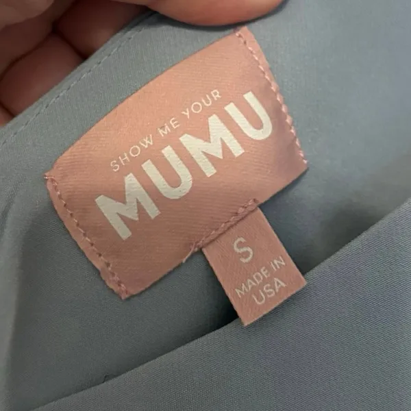 Show Me Your MuMu Blue Gray Morgan V Neck Maxi Dress Size Small - Image 3